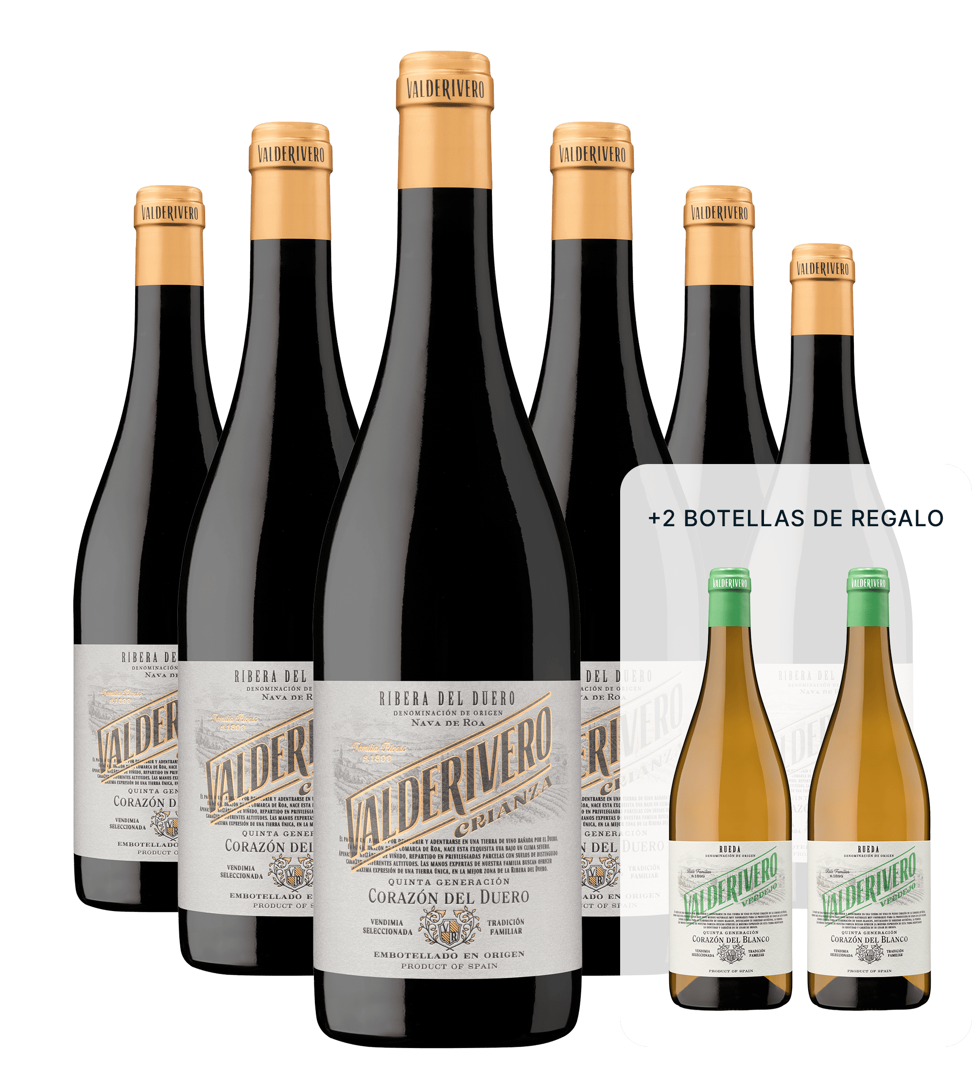 Pack 95 Puntos Decanter: 6 Valderivero Crianza + 2 botellas de Verdejo de Regalo